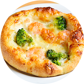 海老とブロッコリーのピザ