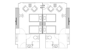 ツイン2コネクティングルーム間取図